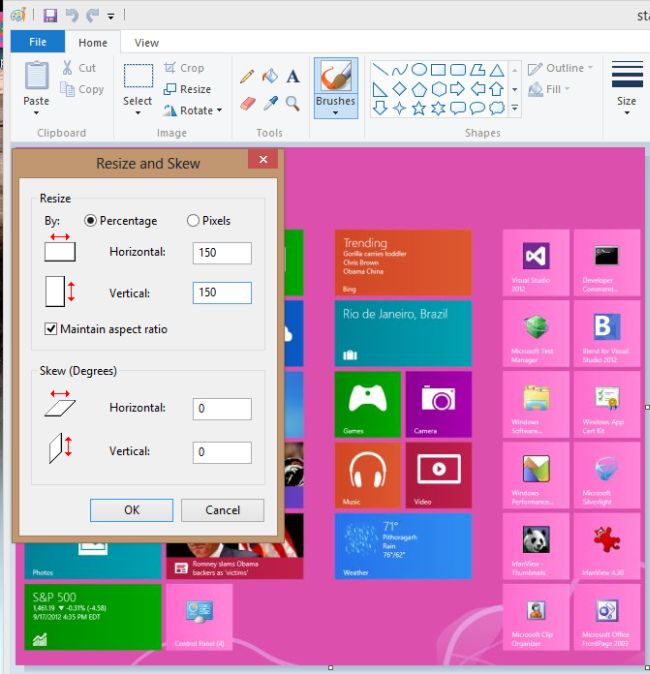 How to Resize the Image Using Paint in Windows 8